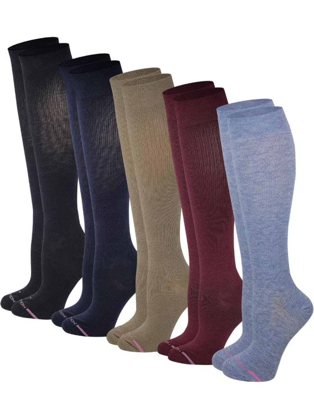 Dr. Motion Compression Knee High Socks for Women - 5 Pairs Pack